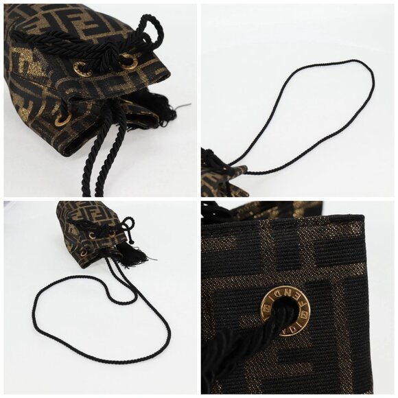 FENDI Zucca Canvas Shoulder Bag Black Brown Auth 120527AM - Picture 16 of 16